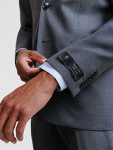 Two-button suit, 100% wool, medium grey