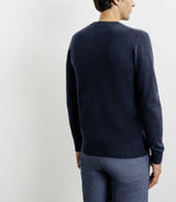 Pull col rond 100% cachemire marine