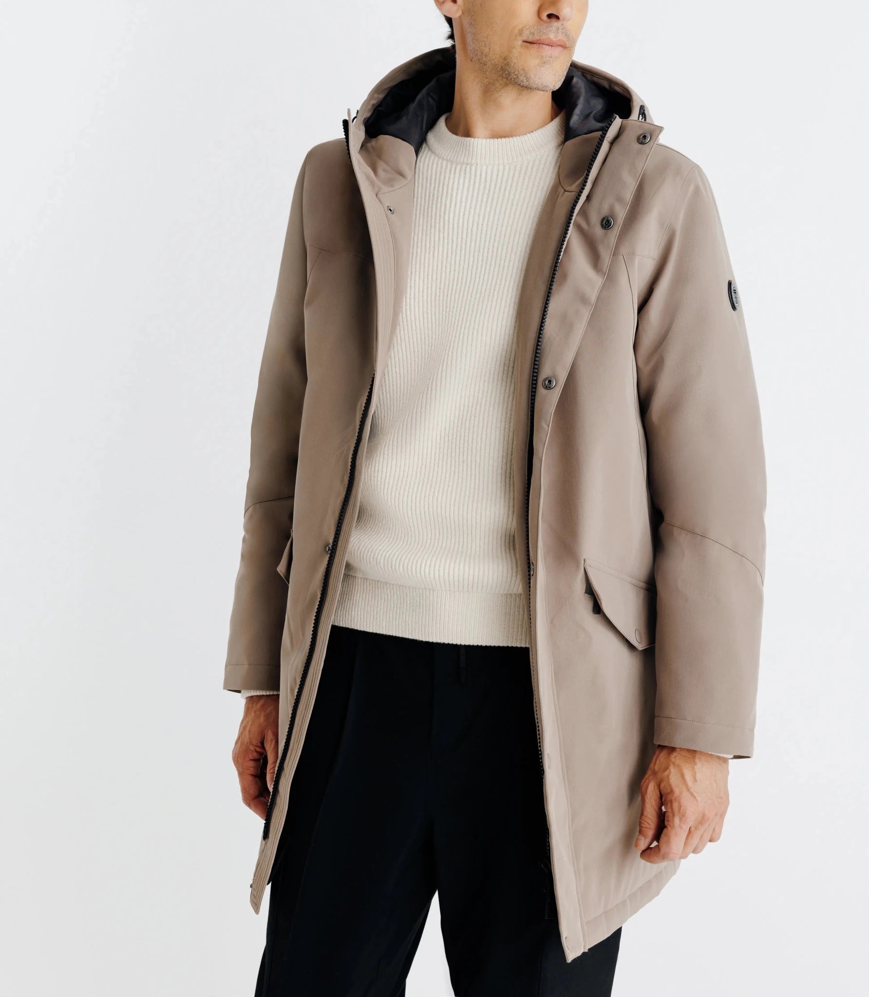 Taupe hooded parka