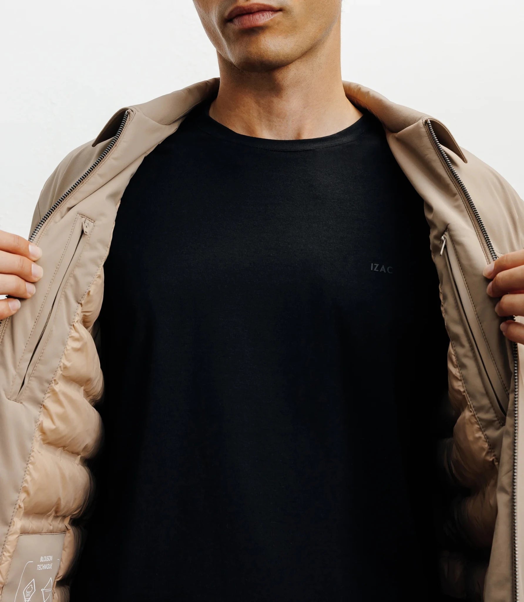 Blouson col chemise beige - IZAC