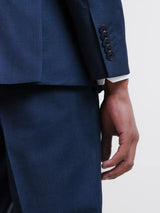 2-button suit, mostly wool, denim blue