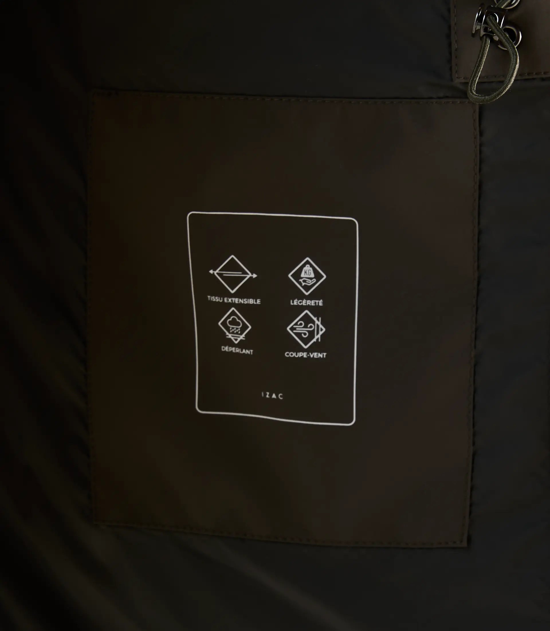 Parka courte col montant kaki foncé - IZAC