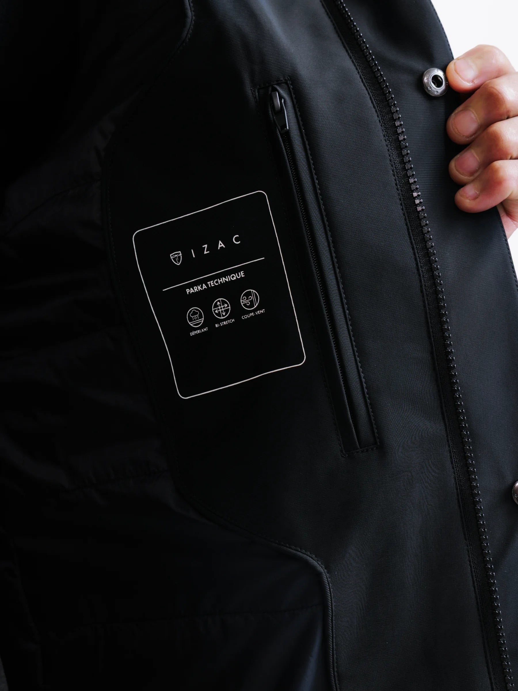 Lightweight black parka