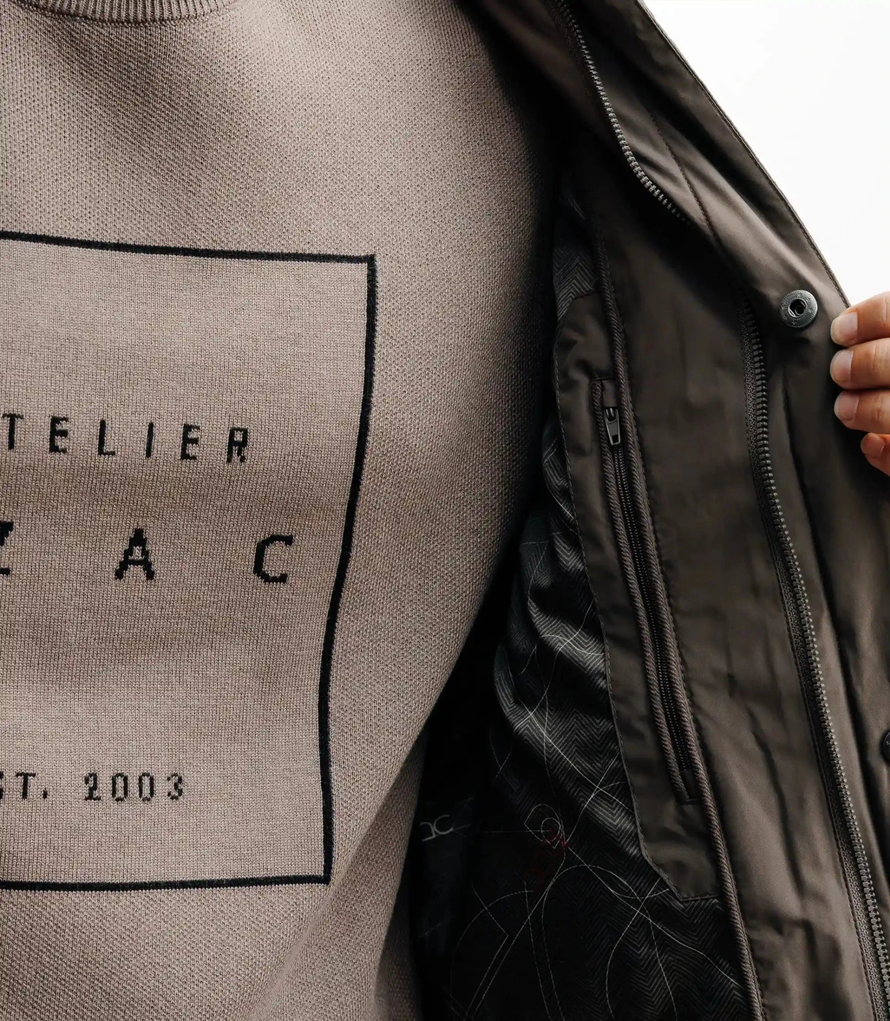 Blouson col chemise taupe