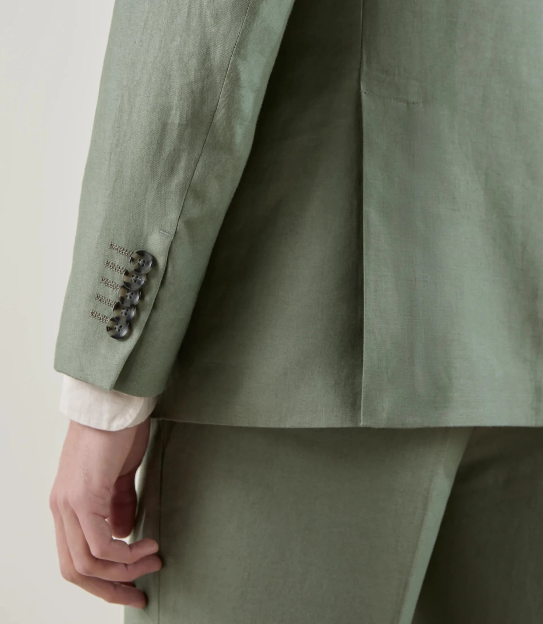 Costume 2 boutons 100% lin vert - IZAC