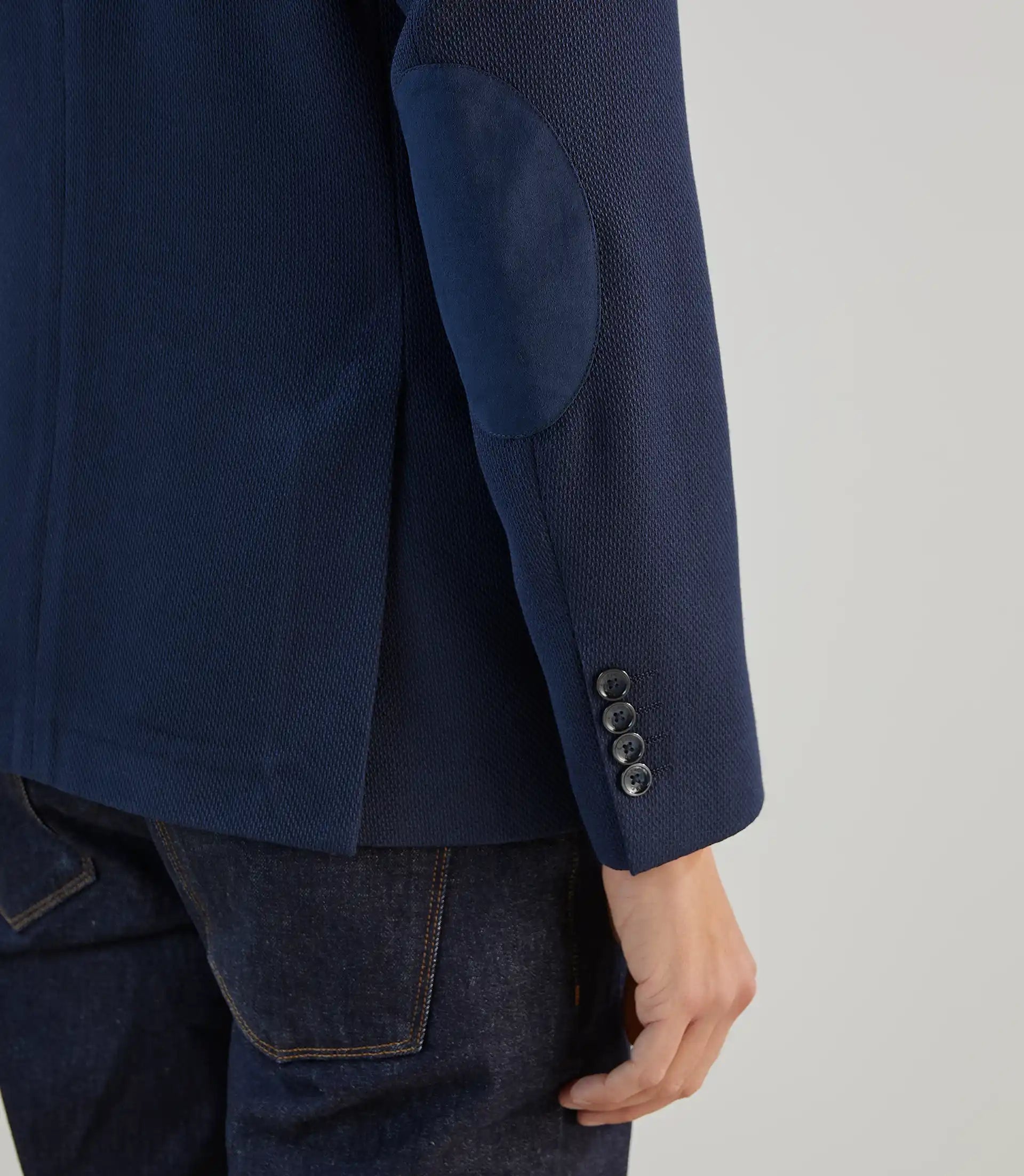 Veste casual en tissu armuré marine - IZAC