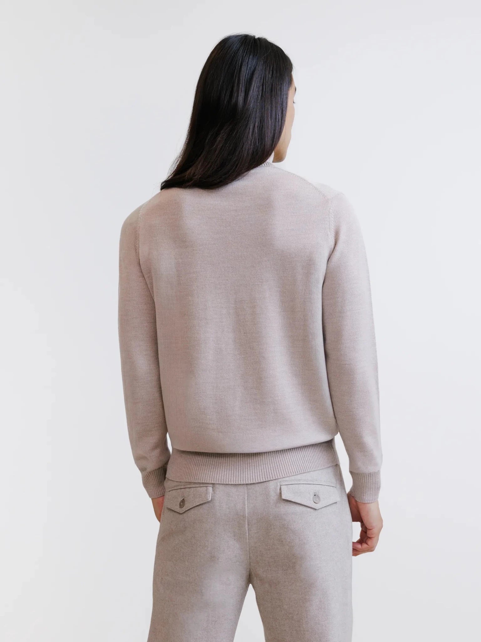Pull col roulé en laine mérinos beige - IZAC