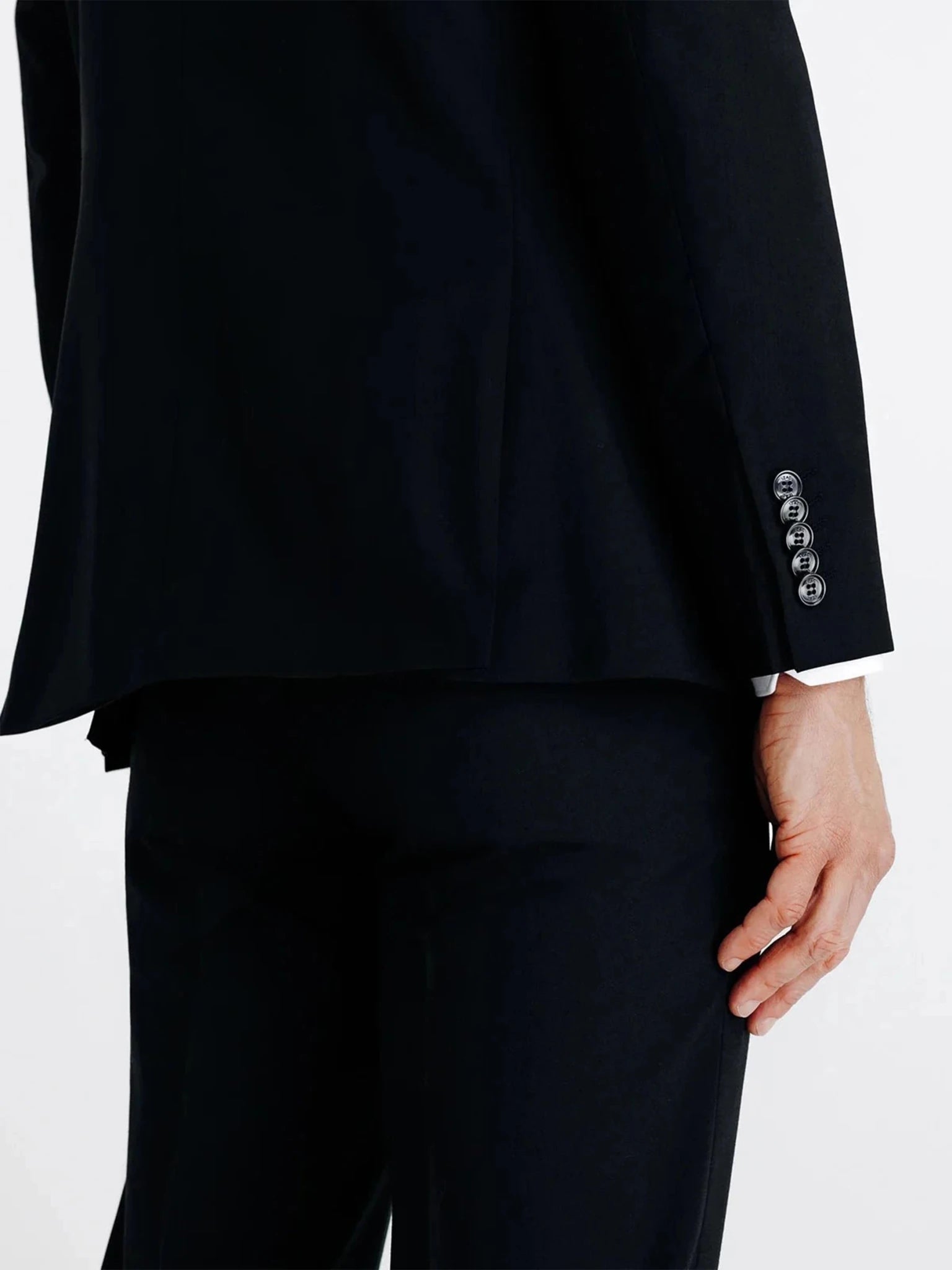 2 black wool buttons suit