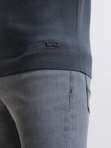 Charcoal knit polo shirt