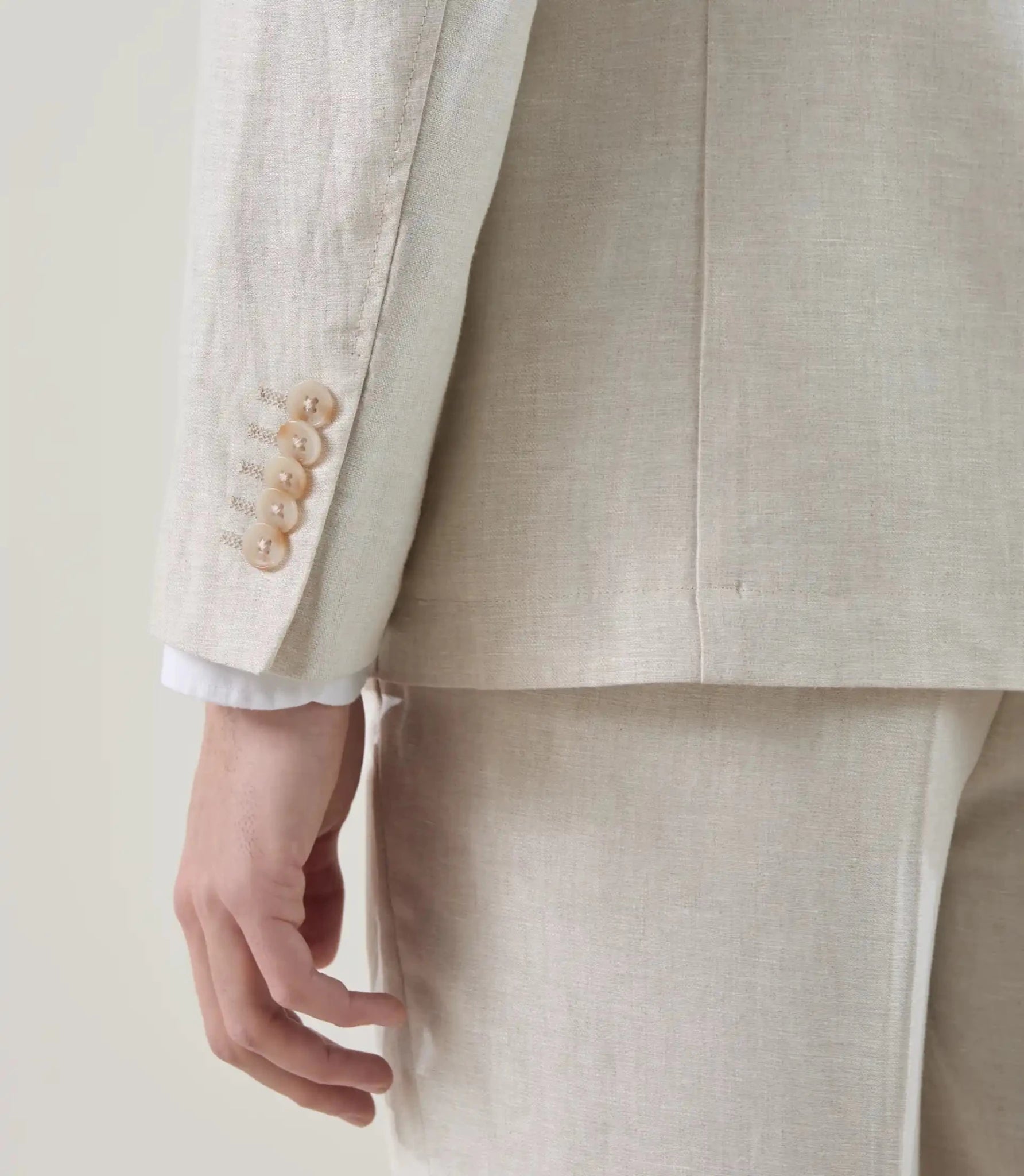 Veste col mao 100% lin beige clair - IZAC