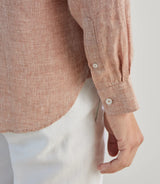 Chemise 100% lin rouge bordeaux - IZAC