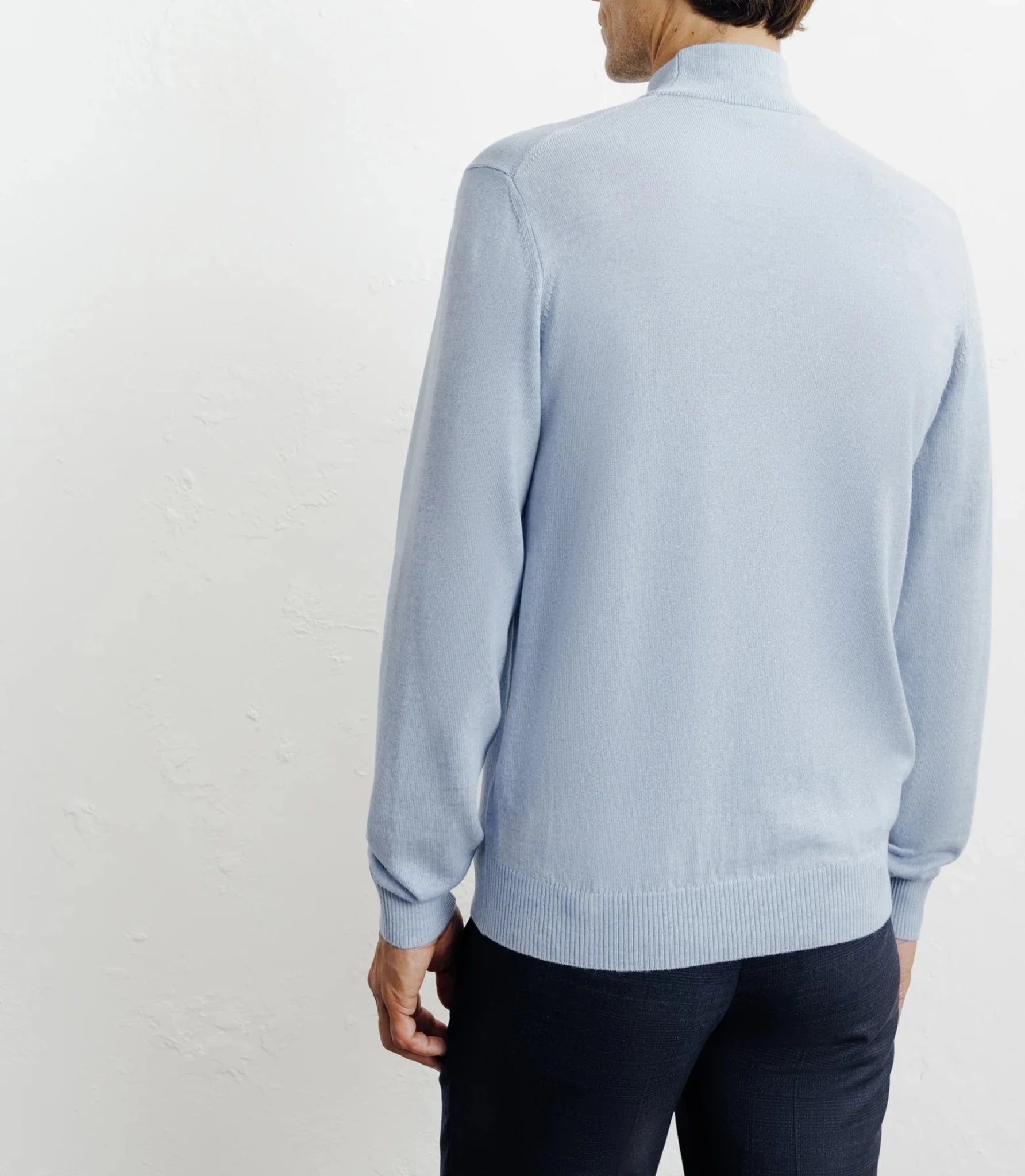 Pull col cheminée mérinos bleu ciel - IZAC