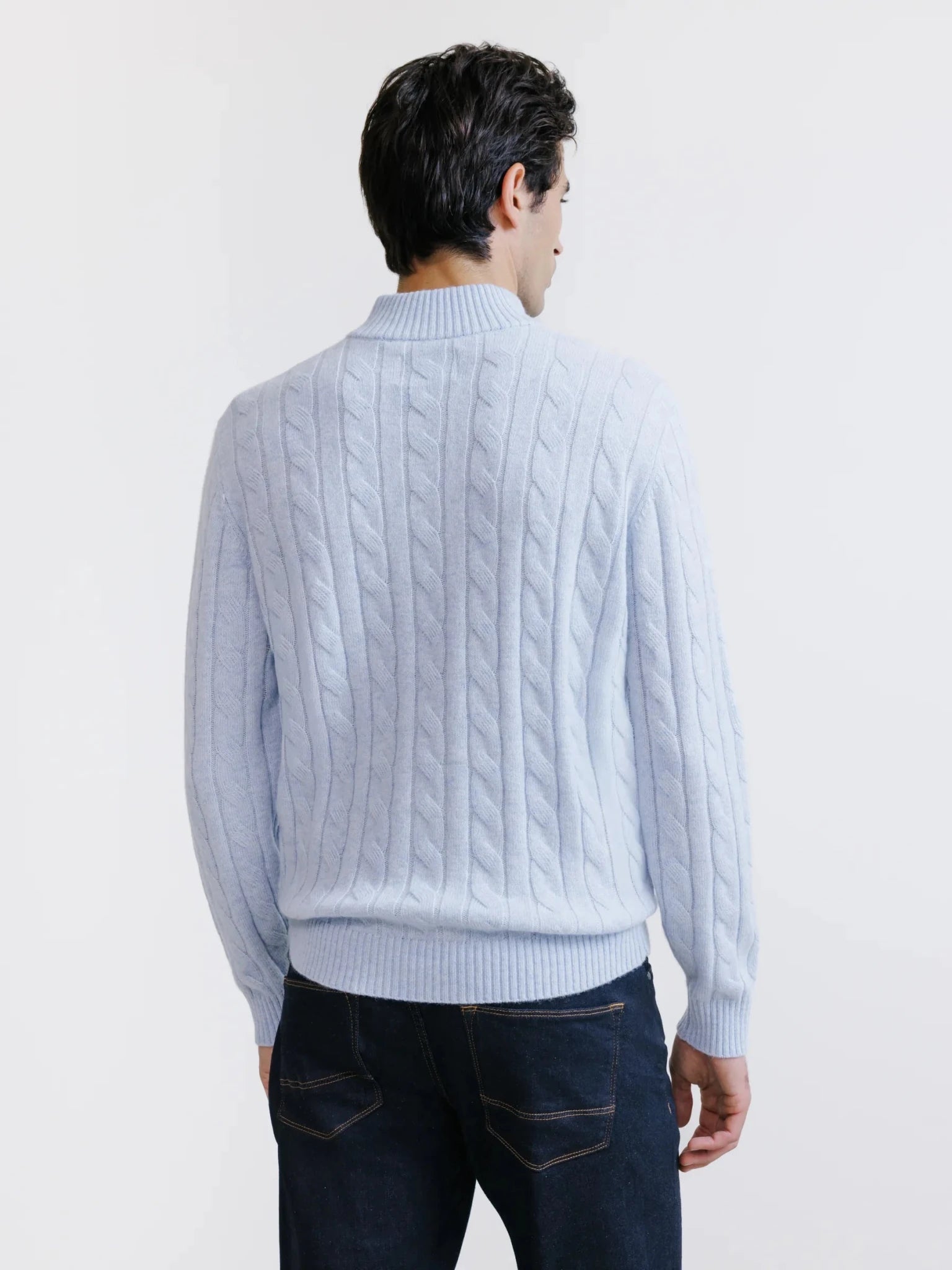 Pull col montant demi-zip bleu ciel - IZAC