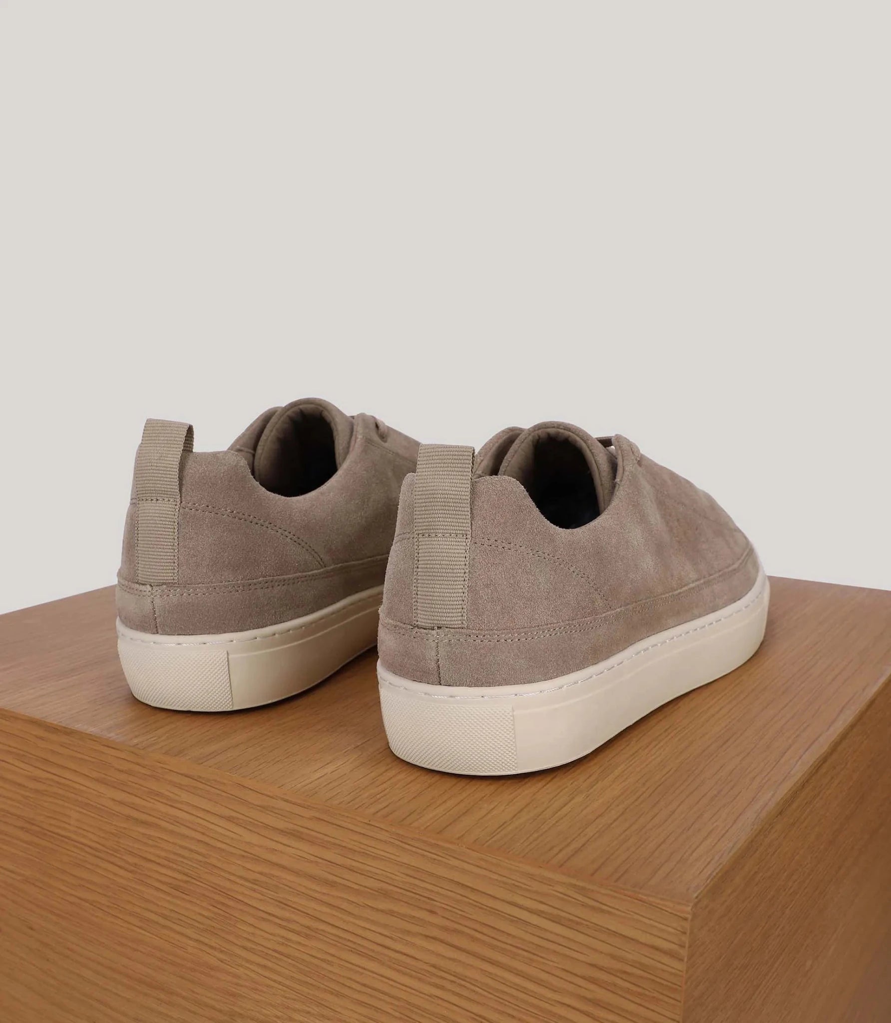 beige suede sneakers