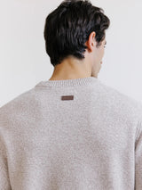Round neck wool sweater in beige