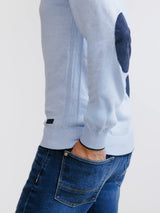Light blue cotton and cashmere V-neck sweater