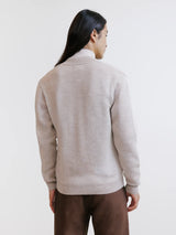 Beige zipped cardigan with textured knit