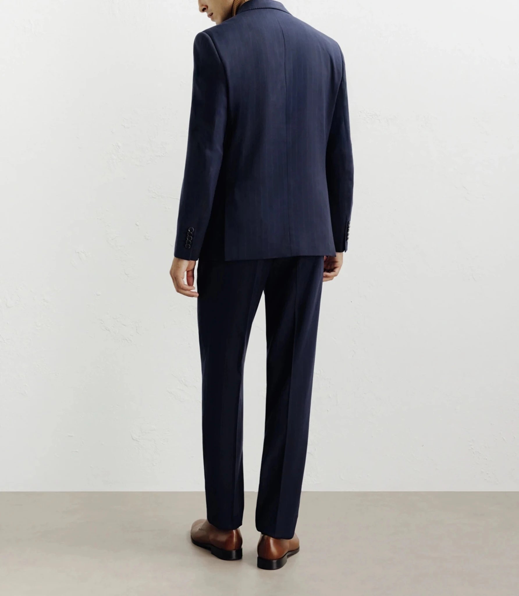 Costume croisé rayé marine - IZAC