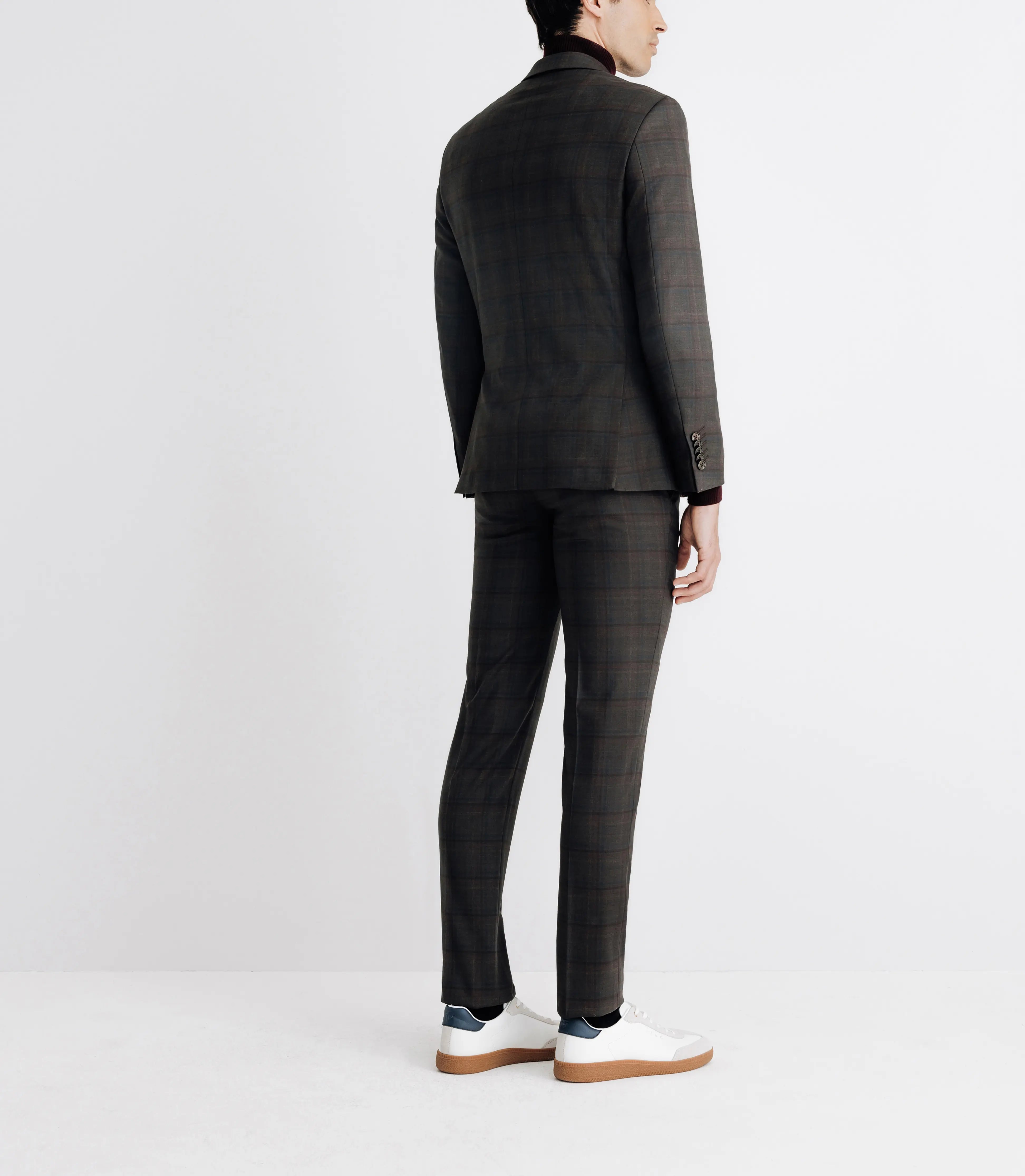 Costume col châle à carreaux marron - IZAC