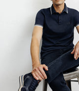 Polo piqué boutonné marine