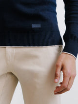 Pull col montant demi zippé marine