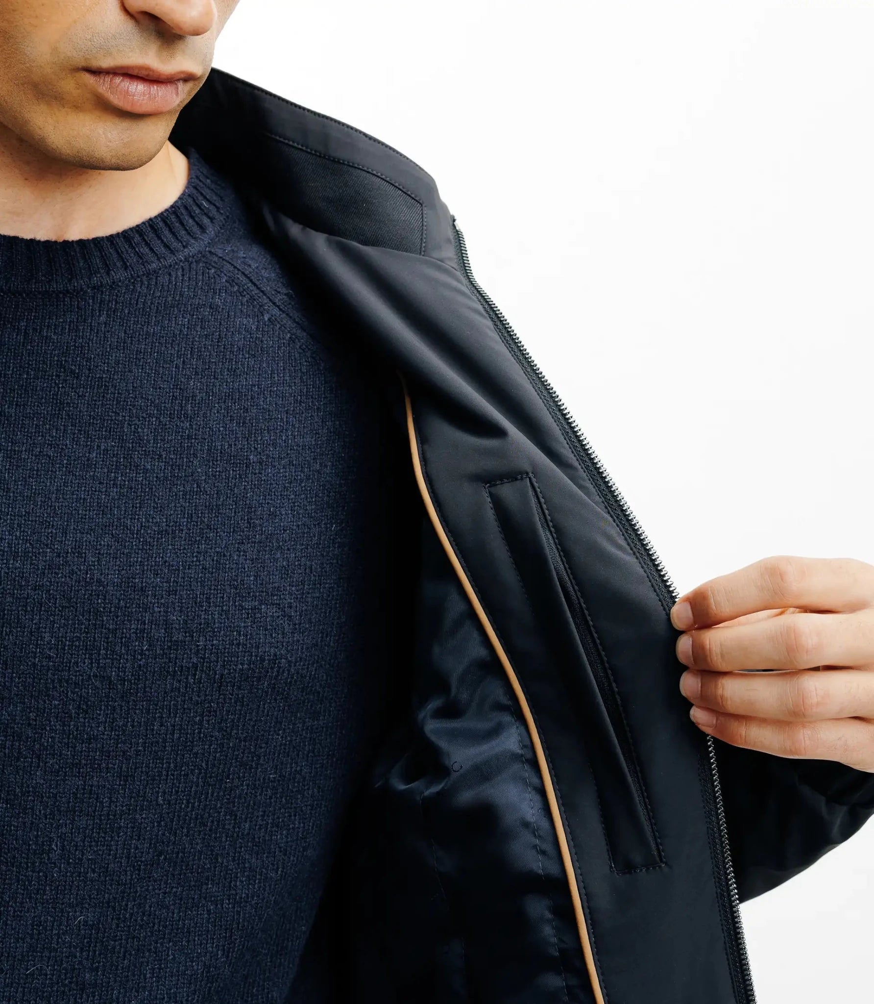 Navy shirt collar jacket