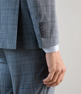 Two-button suit in sky blue check