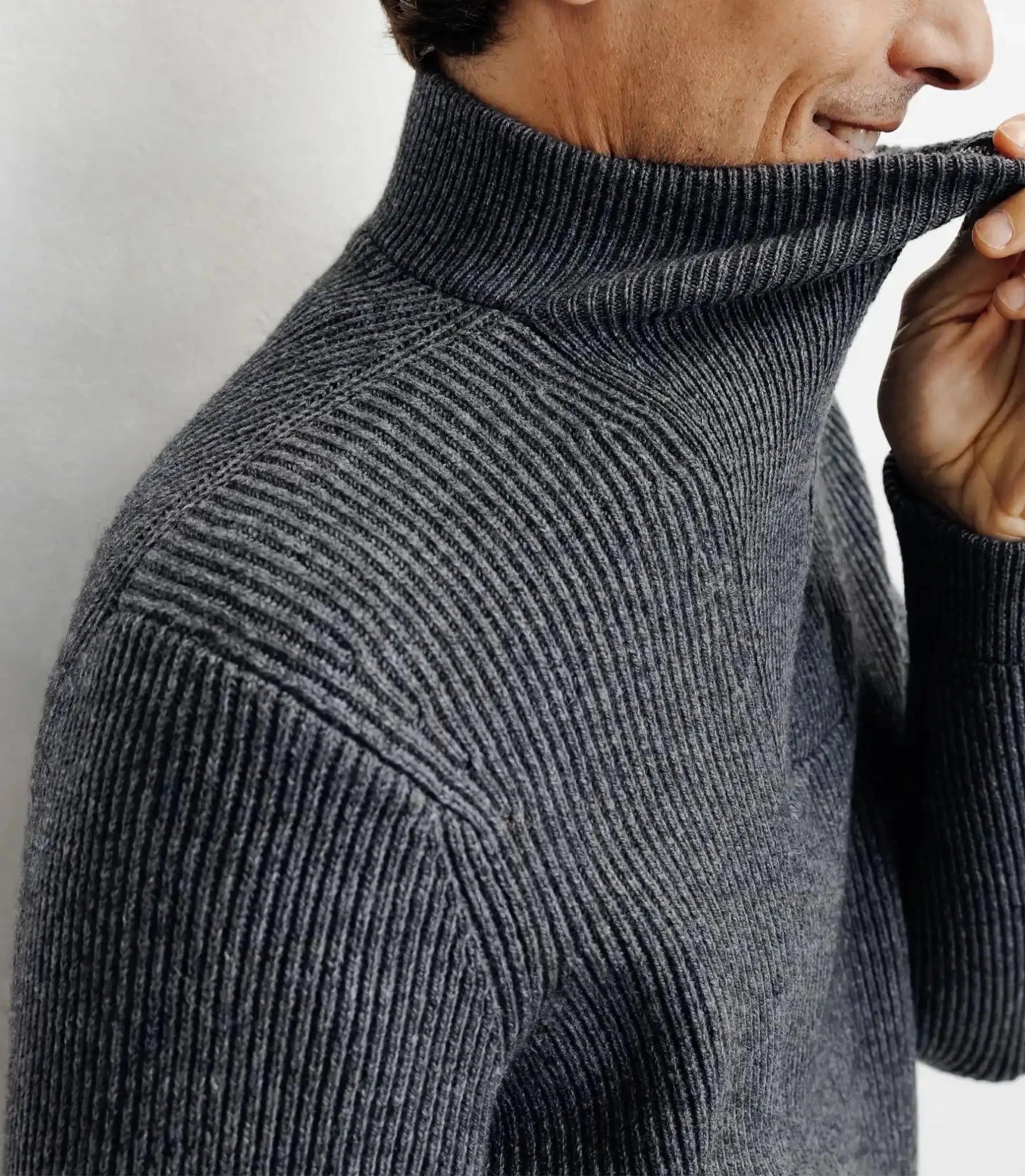 Pull en laine col camionneur anthracite