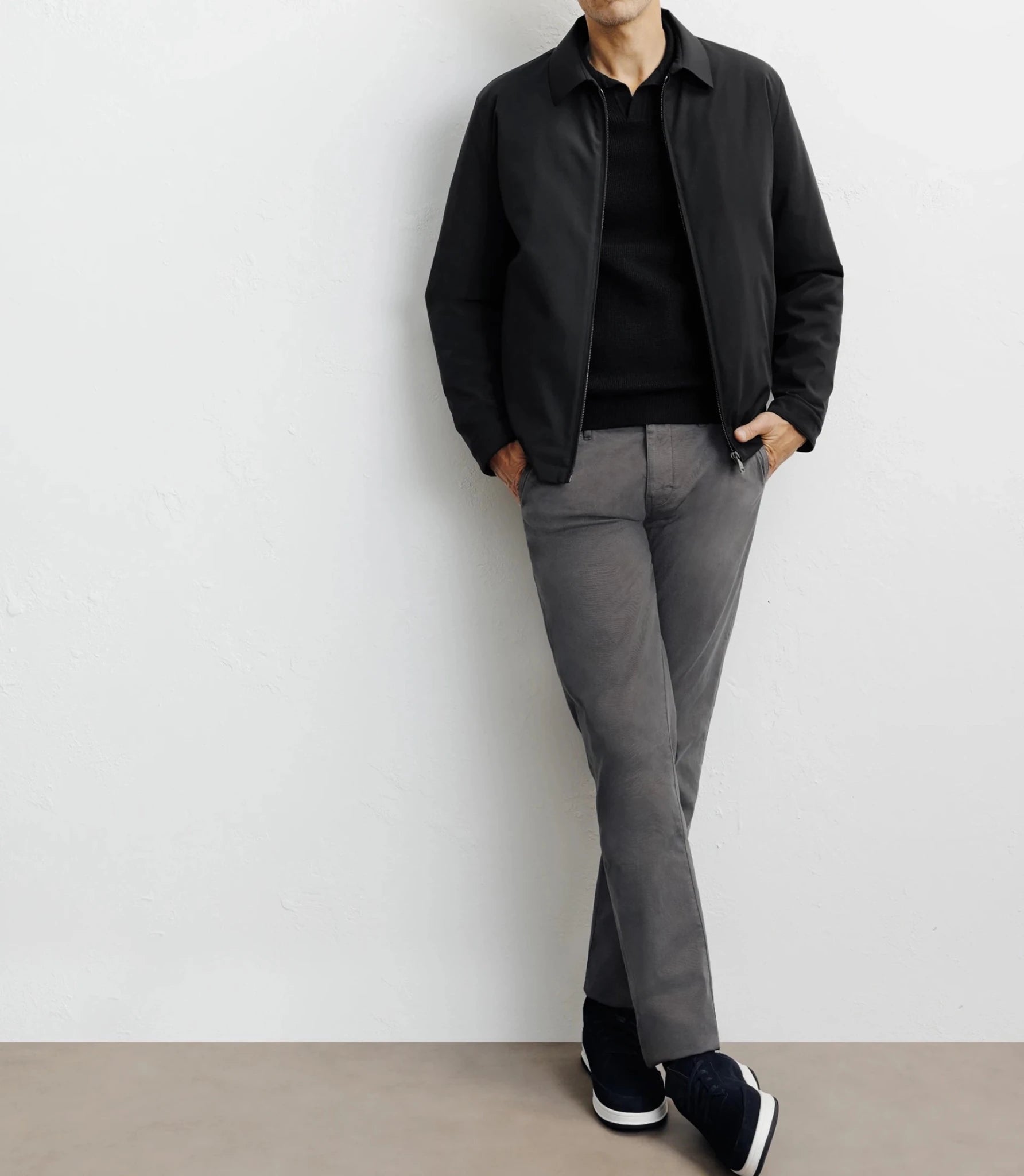 Black shirt collar jacket
