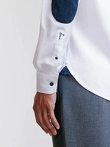 Shirt with white elbow patches