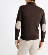 Pull coton/cachemire col zippé chocolat - IZAC