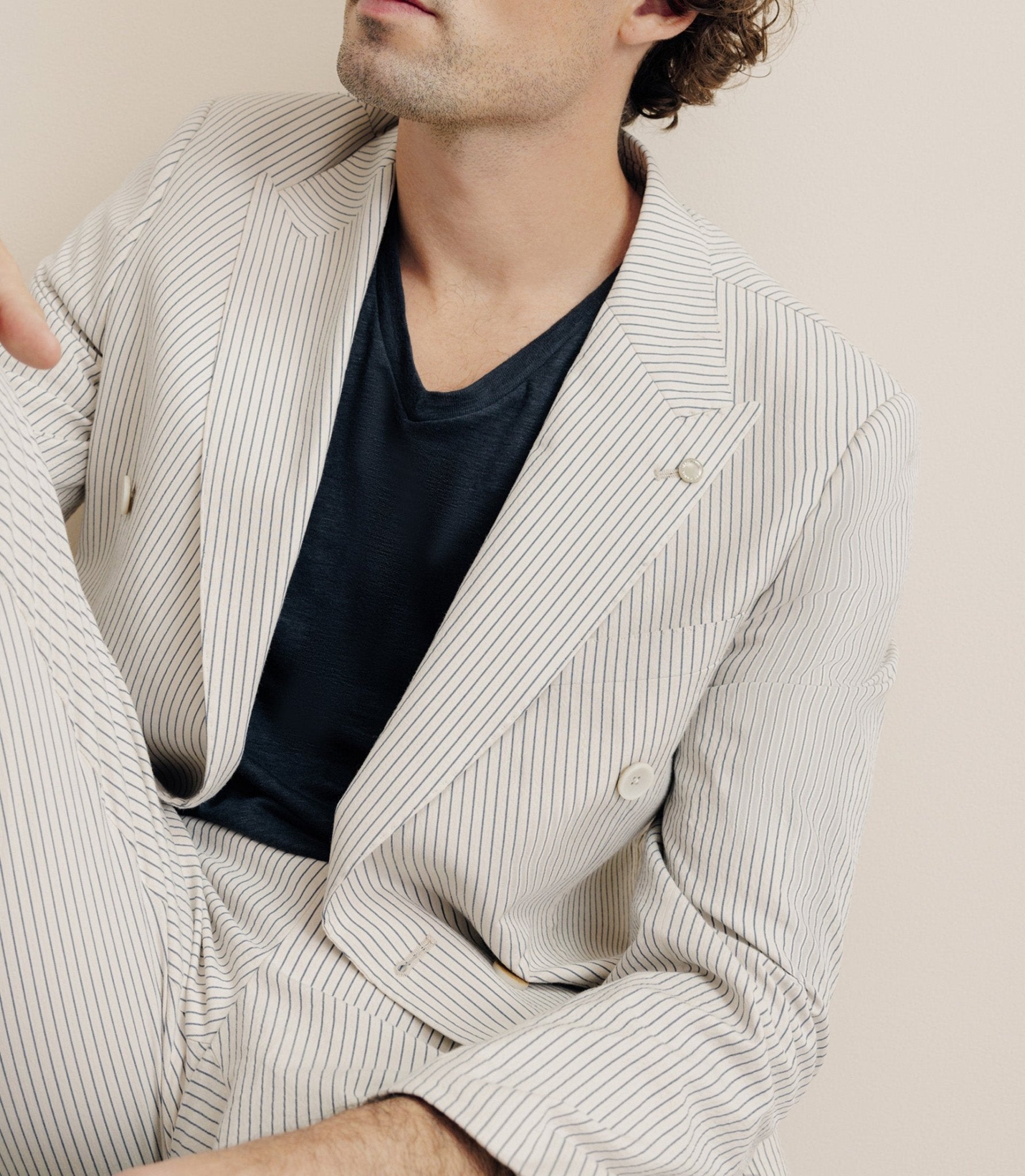 Veste ville croisée 6 boutons beige