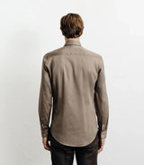 Chemise ville en satin de coton châtain