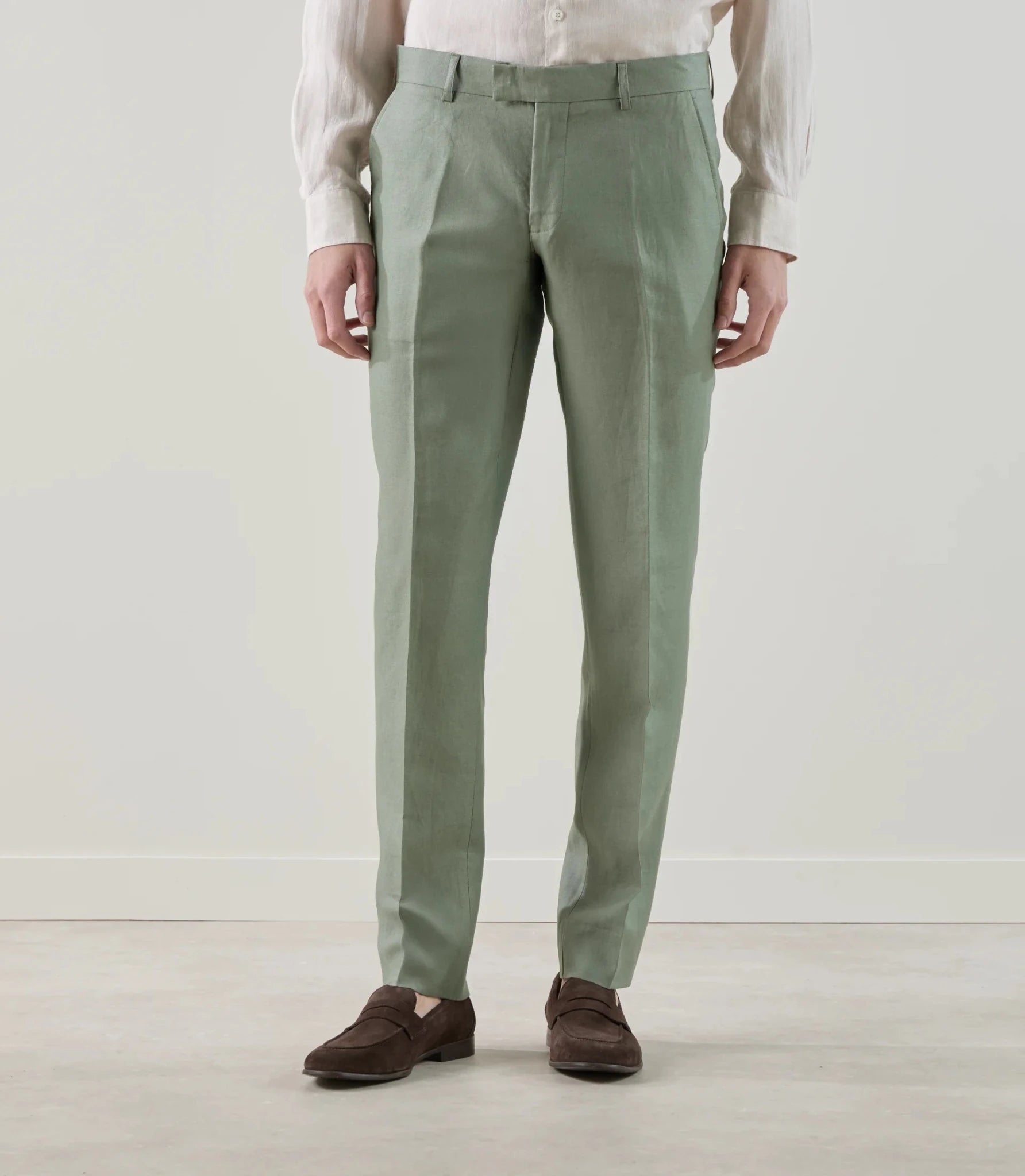 Costume 2 boutons 100% lin vert - IZAC
