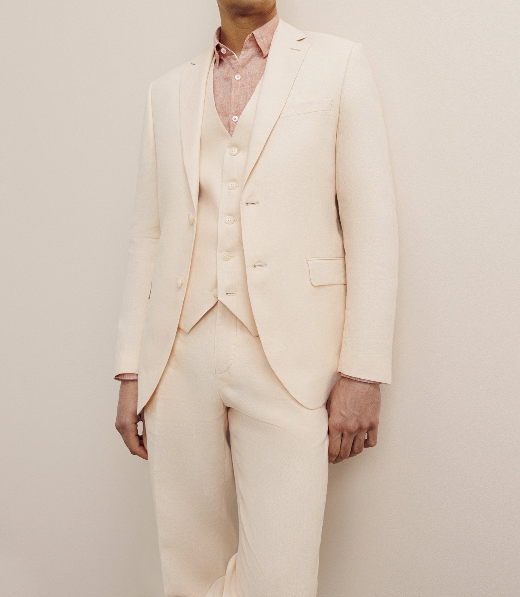 Veste ville 100% lin séparable pêche - IZAC