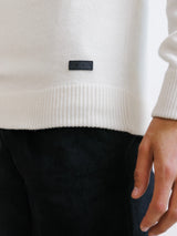 Ecru wool half-zip sweater