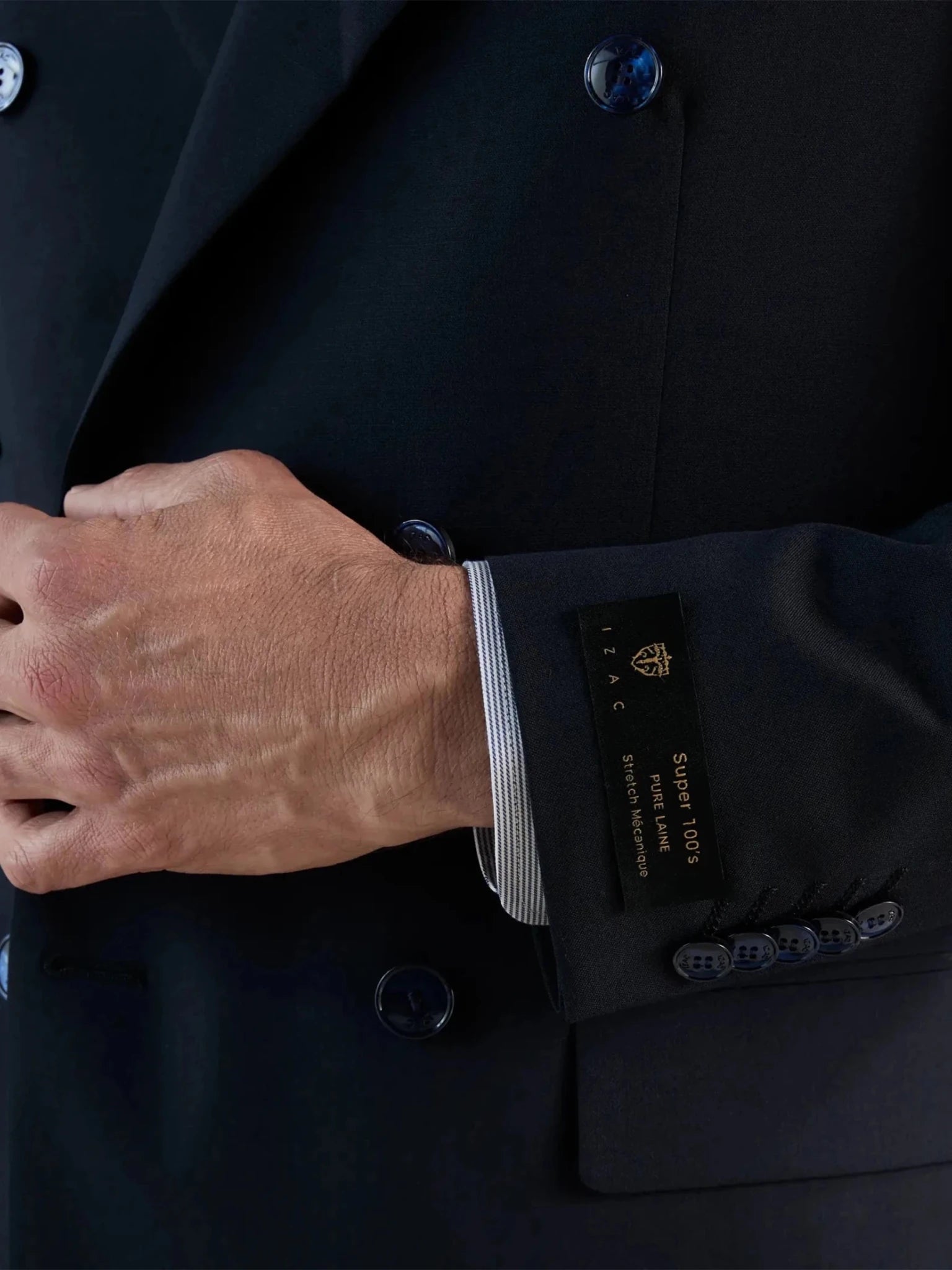 Navy blue double-breasted suit