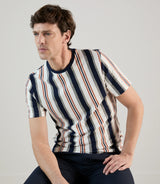 T-shirt à manches courtes rayé écru marine - IZAC