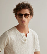 T-shirt à manches courtes avec col tunisien écru - IZAC