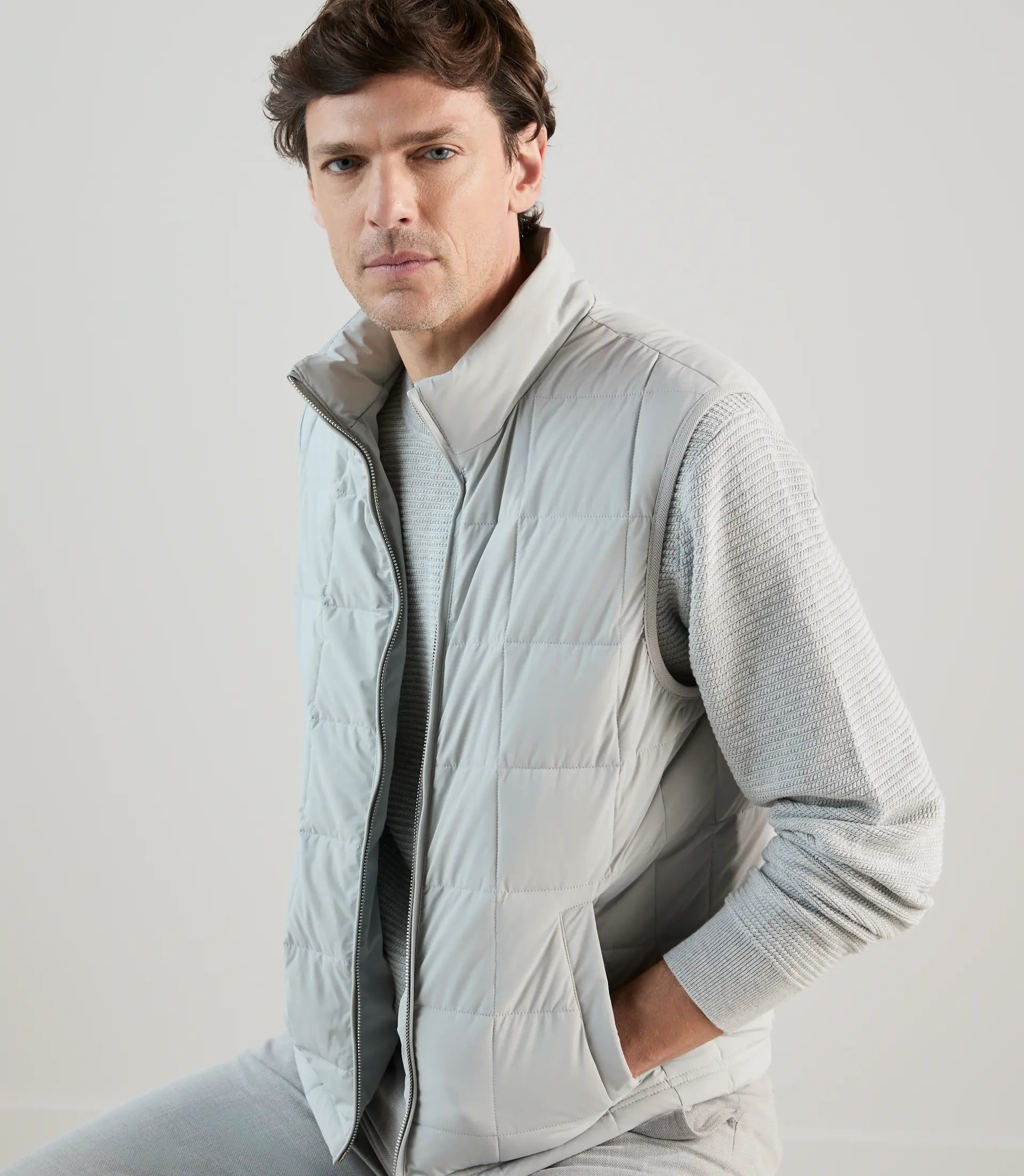 Doudoune sans manches gris perle - IZAC