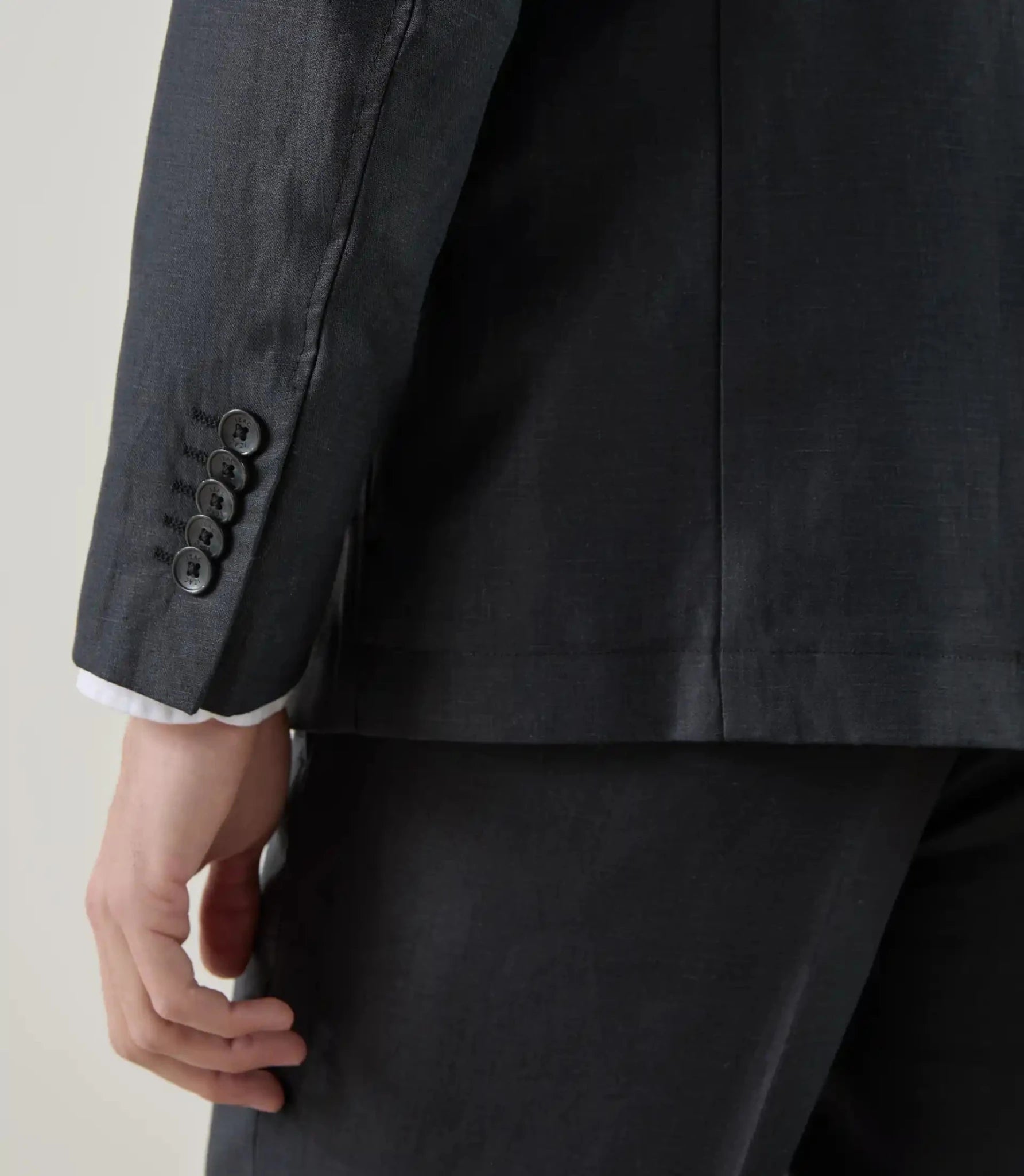 Veste col mao 100% lin noir - IZAC