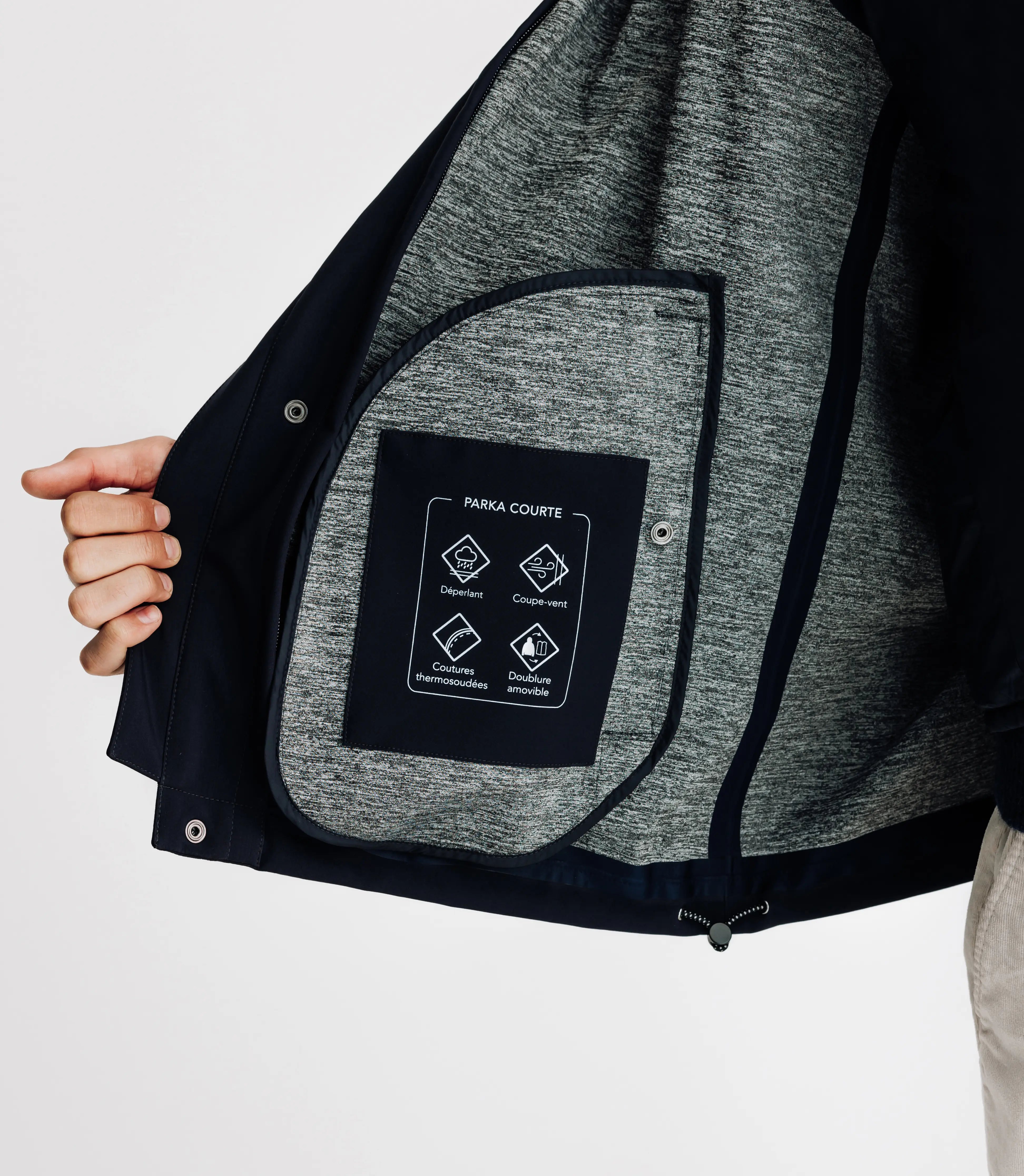 Parka courte avec col montant marine - IZAC