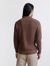 Pull col rond à jeux de points tabac