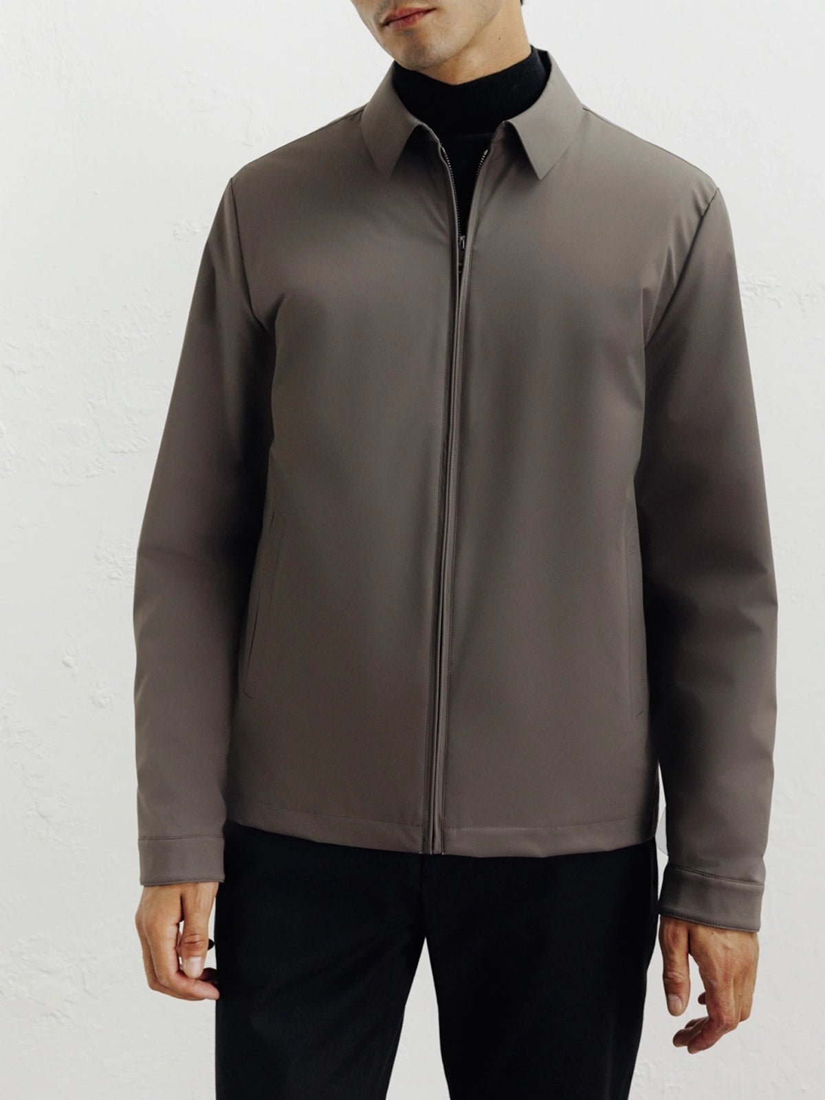 Taupe shirt collar jacket