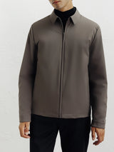 Blouson col chemise taupe