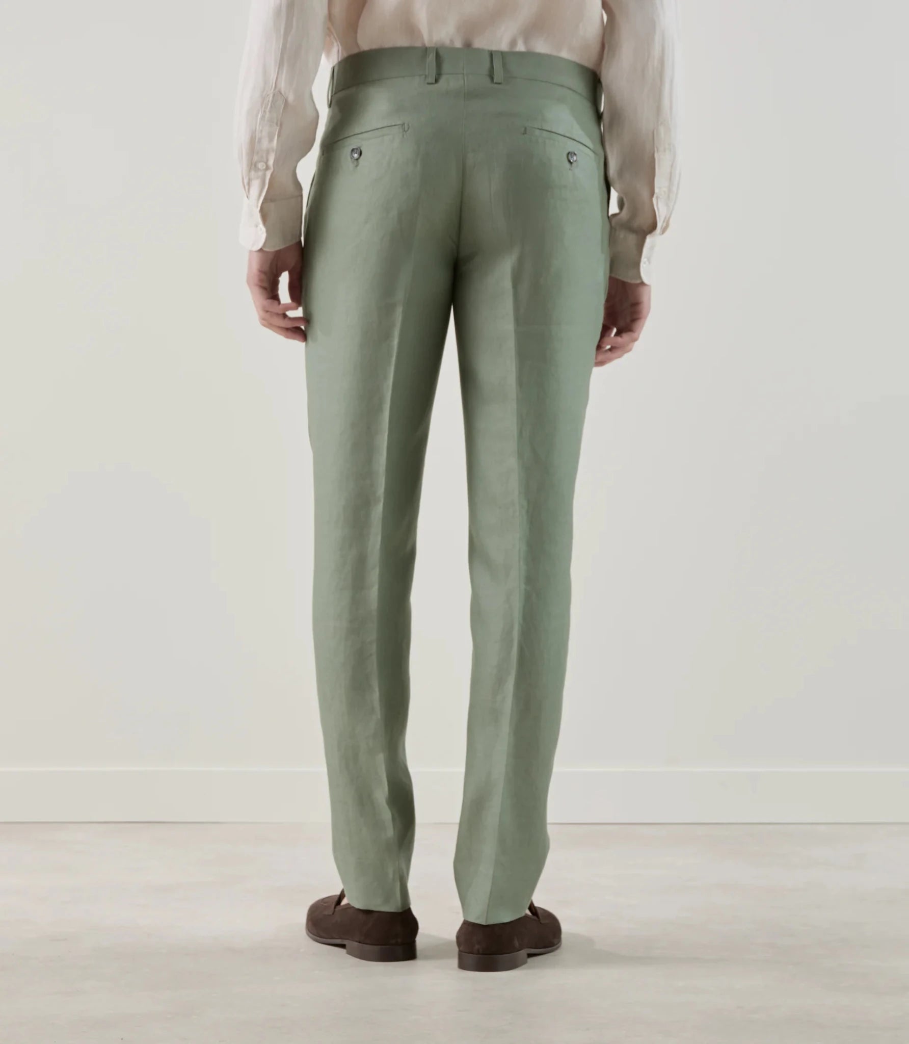 Costume 2 boutons 100% lin vert - IZAC