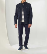 Connu" multi-pocket navy blue parka