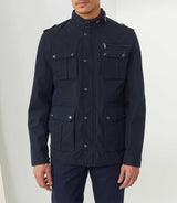 Connu" multi-pocket navy blue parka