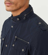 Connu" multi-pocket navy blue parka