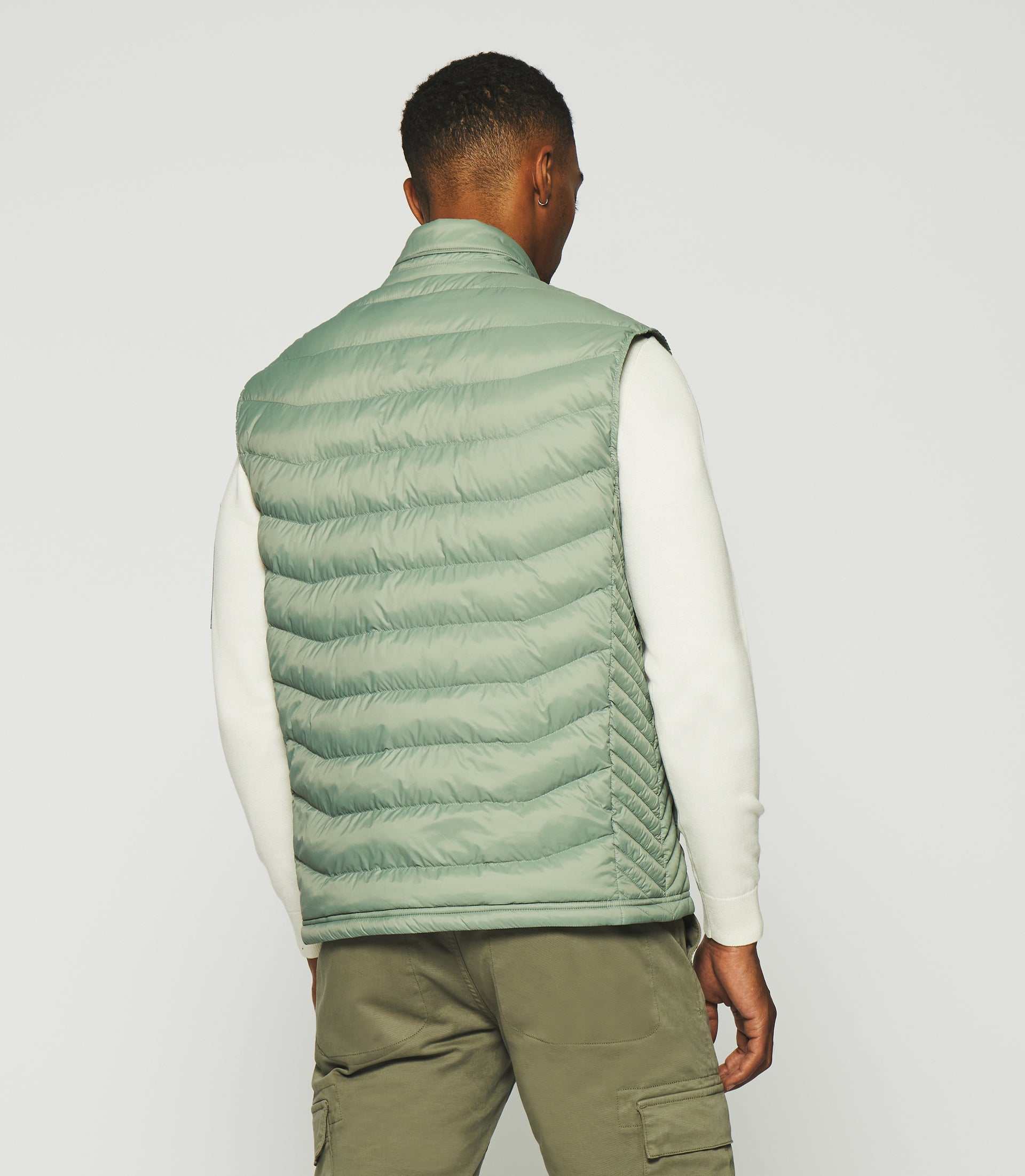 Sleeveless quilted high neck jacket khaki ROBIN